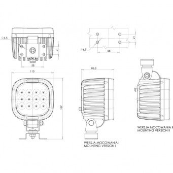 WAS Arbeitsscheinwerfer 12V / 24V, weiß mit Schraubbefestigung